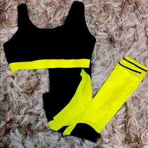 Shein Curve Sports Wear Yellow and Black (size:0X)